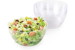 MATANA 5 dużych przezroczystych misek do serwowania z twardego plastiku, XL, 3500 ml, wielokrotnego użytku, na przekąski i chipsy - imprezy, piknik, urodziny, grill i wiele innych