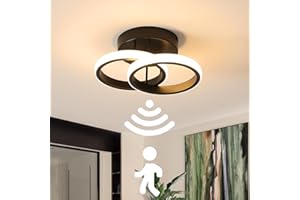 EIDEARAY LED Motion Sensor Ceiling Light Indoor, 18W Warm White 3000K Ceiling Light, 24 * 16 * 12.5CM Sensor Light,Suitable for Garages, Hallway, Aisle, Porch, Corridor，Entrance，Lof (Black)