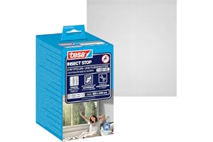 tesa INSECT STOP 2-i-1 pollen- och insektsskydd Premium - 120 cm x 240 cm | Tillskärbart transparent insekt- och pollenskydd för allergiker - utan borrning, med starkt självhäftande kardborreband