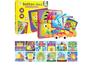 Cylora Jeu Mosaïque Enfant Montessori, Jeux Educatif Enfant Mosaïque Colorée, Loisir Creatif d'apprentissage Précoce pour Les Garçon Filles 2 3 4 5 Ans - 20 Cartes et 46 Boutons