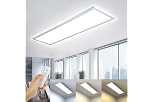 OTREN Możliwość ściemniania lampa sufitowa LED 100 x 25 cm, 36 W, prostokątny panel sufitowy z pilotem zdalnego sterowania, lampa sufitowa do biura, salonu, sypialni, kuchni, garażu, 3000 K-6000K