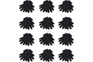 GM Apparel 12 Pairs – Thermal Gloves for Mens, Women’s Unisex Magic Stretch Gloves Mittens – Ideal Winter Spring Wear – Winter Warm – Indoor And Outdoor – One Size – Black