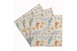 TOURIMA Dekorative Papierservietten mit Herbstblumen-Muster, 20 Stück, Weiß mit Orange und Grün