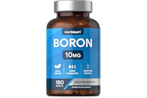 HORBÄACH Boron 10mg | High Strength Boron Supplement | 180 Vegan Tablets | Sodium Borate | for Men & Women | by Horbaach