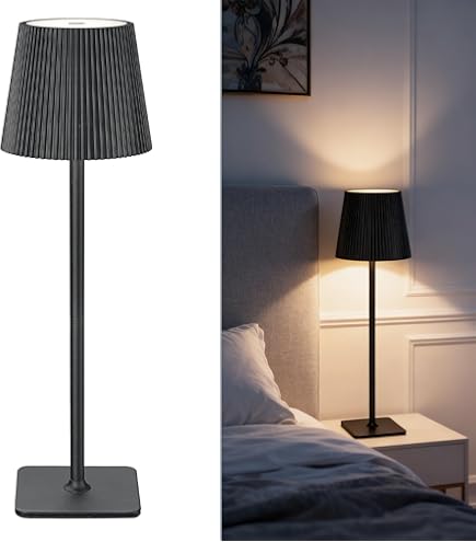 Stilosa Lampe De Table Sans Fil - Lampe Bureau Led Rechargeable - Lampe à Poser Tactile - Connecteur USB-C - Lampes Rechargeables Design Intérieures Et Extérieur - Tropical Noir