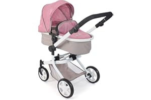 Bayer Chic 2000 Poussette de poupée Mika, Poussette combinée 2 en 1 pour Enfants de 4 à 8 Ans, Ours, Rose, 73 x 41 x 82 cm