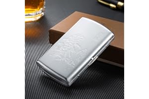 OHAODUO Papierośnica w stylu vintage, srebrna, metalowa, mała, dla kobiet i mężczyzn, w stylu vintage, antyczna, srebrna, złota, dla kobiet i mężczyzn, na 12 papierosów, z pudełkiem prezentowym (SSH yin)