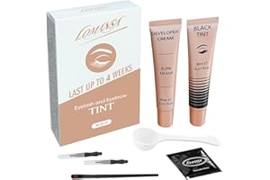 Lomansa Eyelash Tint, Lash Tint Kit, 2 in 1 Eyebrow Dye and Lash Dye Black, 10 Applications Fast and Easy for Beginner, Salon Quality