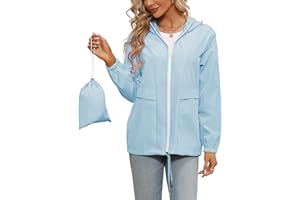 Tisfeer Raincoat for Women Waterproof Lightweight Trench Coat Windbreaker Packable Hooded Outdoor Rain Jacket