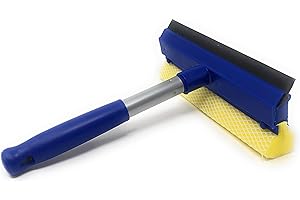 MGE WORLD MGE - Rasqueta Limpiacristales para Ventanas - Limpiador de Mamparas con Mango - Escobilla Limpiacristales con Esponja y Goma - Azul