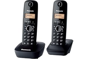 Panasonic KX-TG1612FRH Téléphone Numérique Sans Fil, Base et 2 Combinés, Identification de l'Appelant, Batterie Longue Durée, LCD, Mémoire de Rappel, Réveil, RÉPONDEUR TouteTouche, gris anthracite