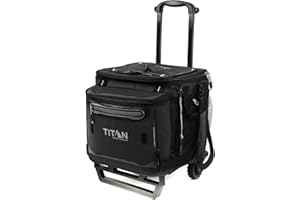 Arctic Zone Titan Deep Freeze Rolling Cooler - High Performance – 60 (50+10) Can Capacity All Terrain Cart, Portable Wheeled Cooler, Black