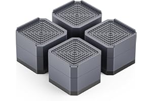 ‎DEWEL DEWEL 4 Stück Waschmaschine Füße, Trockner Fußpolster, Grau Möbelerhöhungen - Möbelerhöher für Kühlschrank, Bett, Tischer, Stuhler, Sofaer(2-lagig 7,2 cm)