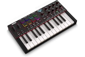 Akai Professional MPK Mini IV 25-Tangenters USB-C MIDI-Keyboard Svart | Ansatskänsliga Minitangenter, 8 MPC-Pads, 360°-Rattar, Ackord- och Skalläge, Produktion