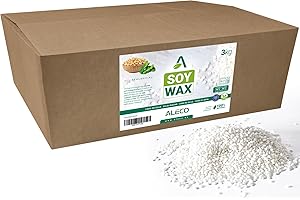 ALECO Cera di soia in perle, alto punto di fusione 56-58ºC, per modellare, ideale per microonde, 100% ECO, per realizzare candele, cosmetici, deodoranti per ambienti, accetta fragranze. (3KG)