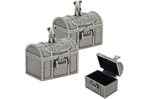 Agatige 2Pack Baby Tooth Fairy Box, Porta dentino per Bambini Treasure Chest Box Baby First Tooth And Curl Keepsake Box Memory Box Trinket Box