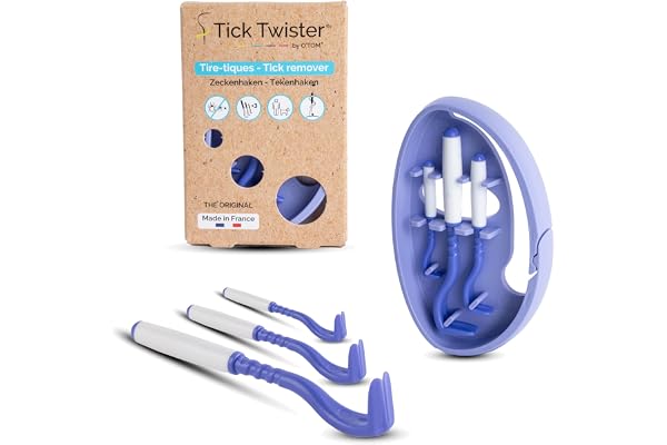 Tick Twister Tire Tique pour Chien, Chat et Humain (Set de 3) - Retrait Facile, Rapide et sans Douleur – Pince à Tique avec Boîte de Rangement, Idéal en Voyage et à la Maison (Violet, 1 Set)