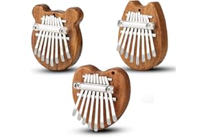 EVERJOYS Confezione da 3 mini pianoforte da pollice Kalimba 8 tasti, portatile in legno massello Mbira, pianoforte da dito per bambini e adulti, regalo musicale tascabile per principianti con catena