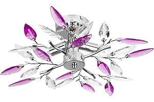 Jago Lámpara de Techo - CEE: A++ a E, en Forma de Hojas, Ø45cm, 3xE14, Redondo, Moderna, Violet - Luz de Techo, Iluminación Interior - para Sala de Estar, Dormitorio, Cocina, Comedor, Pasillo