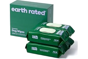 Earth Rated - Salviette per Cani a Base vegetale - Salviette per toelettatura detergenti e antiodore per Zampe, Corpo e Sedere - Perfette per Cuccioli e Cani Adulti - Profumo alla Lavanda - 400 Pezzi