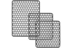 SICIGNANO CASALINGHI INGROSSO CASALINGHI ARREDO GIARDINO HOTELLERIE Sicignano | Set Tappetini per Lavello in Gomma Colore Grigio, 1 Scolapiatti 40x32 cm, 2 Fondo Lavello 33x29 cm - Multiuso, Resistente, Made in Italy