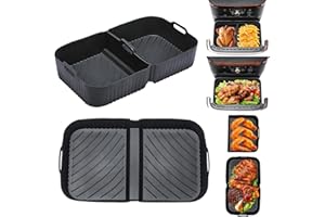 ENSINE Moule Silicone Air Fryer pour Ninja AF500EU, Accessoire Air Fryer Réutilisable pour Ninja Foodi Flex 10,4 L，Airfryer Pot Carrée pour ninja air fryer, Four, Micro-Ondes, Noir
