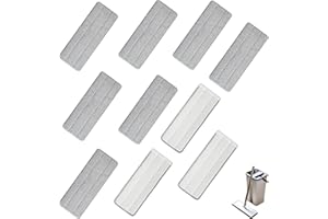 Fish DRAGATE 10 pièces Housse de Nettoyage de Rechange,serpillere Microfibre pour Balai serpillère,mop Remplacement des tampons,Tampon de Nettoyage de tête de Balai de ménage en Microfibre 32 x 12 cm