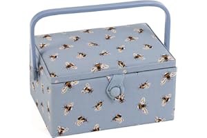 Hobby Gift Medium Näh-Aufbewahrungsbox, Holz/Stoff, Blaue Bienen