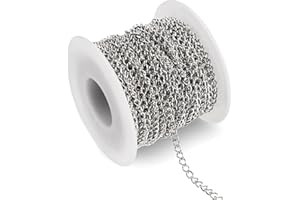 HIKPACKER 10M Gliederkette Meterware 3x4mm Kettenband, Silber Kette Meterware, Kette Basteln, Ungeschweißte Gedrehte Ketten, Schmuckkette, Kette Zum Basteln für DIY Halskette Basteln, Chmuck Herstellung