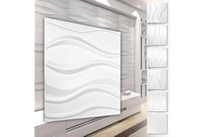 HEXIM Pannelli murali in PVC 3D - rivestimento murale bianco con effetto 3D - motivi a onde (3QM economy pack HD143 50x50cm) pannelli per stanze umide pannelli da gioco