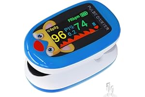TP TRADEPROVIDER Pediatric Pulse Oximeter Heart Rate Stats Monitor Kids Finger Blood Oxygen Saturation Monitoring NHS Children SpO2 Levels Detection TFT Lanyard & USB (Blue Kids Pulse Oximeter)