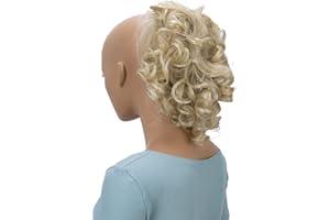 CAISHA by PRETTYSHOP Parrucchino Scrunchie Updo Acconciature Voluminoso Ricci Disordinato Bun Biondo Chiaro Striato G32L