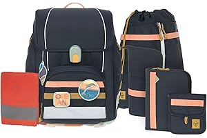 LÄSSIG School Set Boxy Unique - Schulranzen 7tlg. Dark Blue Ocean Edition