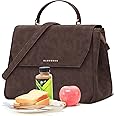 Vegan Leather Lunch Bag Women - Adult Modern Urban Style Stylish Vegan Leather Insulated Leakproof Lunch Box for Work - 2025 Newest Christmas Gifts for Women
