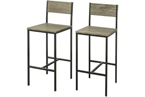 SoBuy Set of 2 Bar Stools Kitchen Breakfast Chairs Modern High Chairs with Metal Frame, Compact Design, Ideal for Dining Room, Small Kitchen, Home Bar W39xD41xH95cm FST53x2