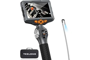 Teslong 3.9mm Two-Way Articulating Inspection Camera with Light, 5-inch IPS Endoscope Inspection Camera with Articulated Probe, Borescope Cam with Lights, 3000mAh Battery, 32G TF Card (5FT/1.5M)