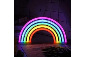 NIWWIN Arco iris neón,Logotipo de neón rosa en forma de arco iris, Decoración de Dormitorio, Regalos Para Niños,Bar, Fiesta, Navidad, Boda Decoraciones de Neón.3AA alimentado por batería/USB.