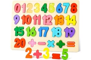 LXONTSG Rompecabezas de madera colorido para niños 1-20, juguete de aprendizaje de números