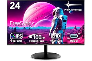 Minifire Écran PC 24 Pouces, IPS, FHD (1920x1080), 100Hz sRGB 110%, Protection des Yeux, Design Ultra-Fin, Ports USB-C & HDMI 1.4, Inclinaison Réglable, Montage VESA, Câble USB-C Inclus (MF24X3AC)