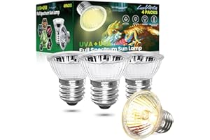 Luxvista E27 Lampadina di Riscaldamento per Rettili, UVA UVB Lampada Alogena 50W Solare Spettro Completo Presa il Sole, per Tartaruga Ragno Serpente, 4-Pezzi
