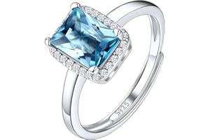 Suplight - Anillo ajustable de plata 925, anillo de boda, joyería para mujer, niña, piedra de nacimiento de 8 mm, 12 colores de enero-diciembre