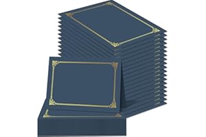 AKONEGE 50 Packs Certificate Holders, Navy Blue Diploma Holders, 350gsm, Certificate Covers with Gold Foil Border for Letter Size 8.5 x 11 Certificates, Cardstock, Award, Graduation, Document Papers