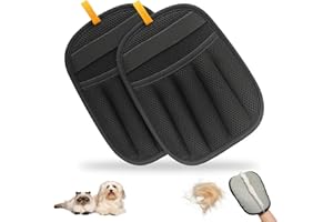 WitLion Upgraded 2PCS Double-Sided Pet Hair Removal Gloves - Reusable Electrostatic Grooming Gloves for Pet Hair| Five-Finger Pet Hair Remover Gloves for Dogs & Cats| for Clothes, Bed, Couch, Carpet