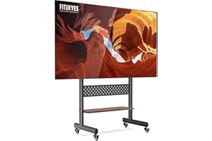 FITUEYES Stojak podłogowy pod telewizor na kółkach, uniwersalny stojak na telewizor do telewizorów 40 do 85 cali, seria K (orzech włoski i czarny)