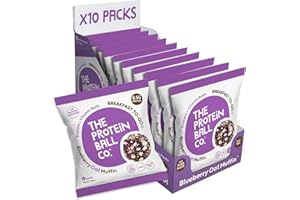 Protein Balls Blueberry Oat Muffin by The Protein Ball Co - 100% Natural, Plant Based, Vitamin Enriched, Protein Snacks - 10 x 45g Bags - High Fibre, Gluten Free, No Added Sugar
