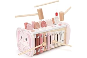 Joyreal Montessori Spielzeug ab 1 Jahr - Hammerspiel Holzspielzeug Baby, Xylophon Kinder 1 Jahr, Angelspiel Motorikspielzeug, Lernspielzeug Geschenke ab 1 2 3 Jahre Mädchen Junge