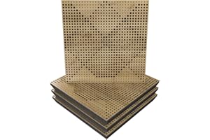 ua acoustics Panel acústico difuso «Wilds» de absorción de sonido, 50 x 50 x 5 cm, absorción - difusión - reflexión - insonorización - aislamiento | Madera perforada laminada: (Wilds, Roble)