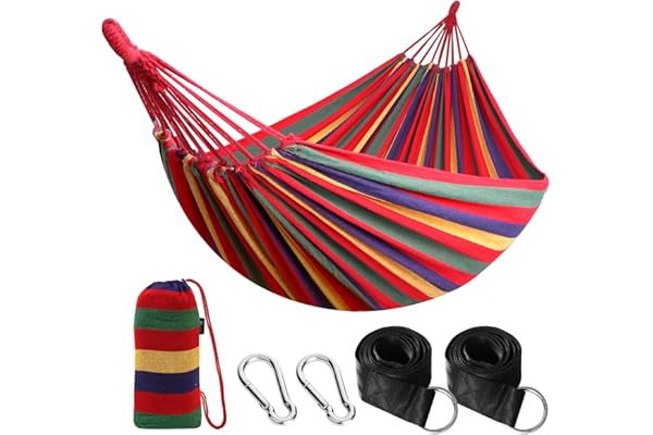 Anyoo Hamac d'extérieur de Camping, en Plein air Portable en Toile, Léger avec Sangles respectueuses des Arbres, Sac de Transport, Parfait pour Le Jardin, Balcon, Patio, la Plage, Randonnée