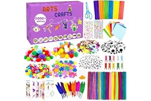 VLUSSO 2000 Pezzi Lavoretti Creativi per Bambini DIY Art Craft Set Kit di forniture artistiche di Materiale con Scovolini Colorati per Lavoretti Collage Tutto in 1 Attività Regali per Bambini Ragazze Ragazzi