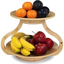 YOPEUC Alzata A 3 Piani, Con Supporto In Bambù Naturale, Per Frutta, Torte, Caramelle, 3 Piani, Con Supporto In Bambù Naturale - 3